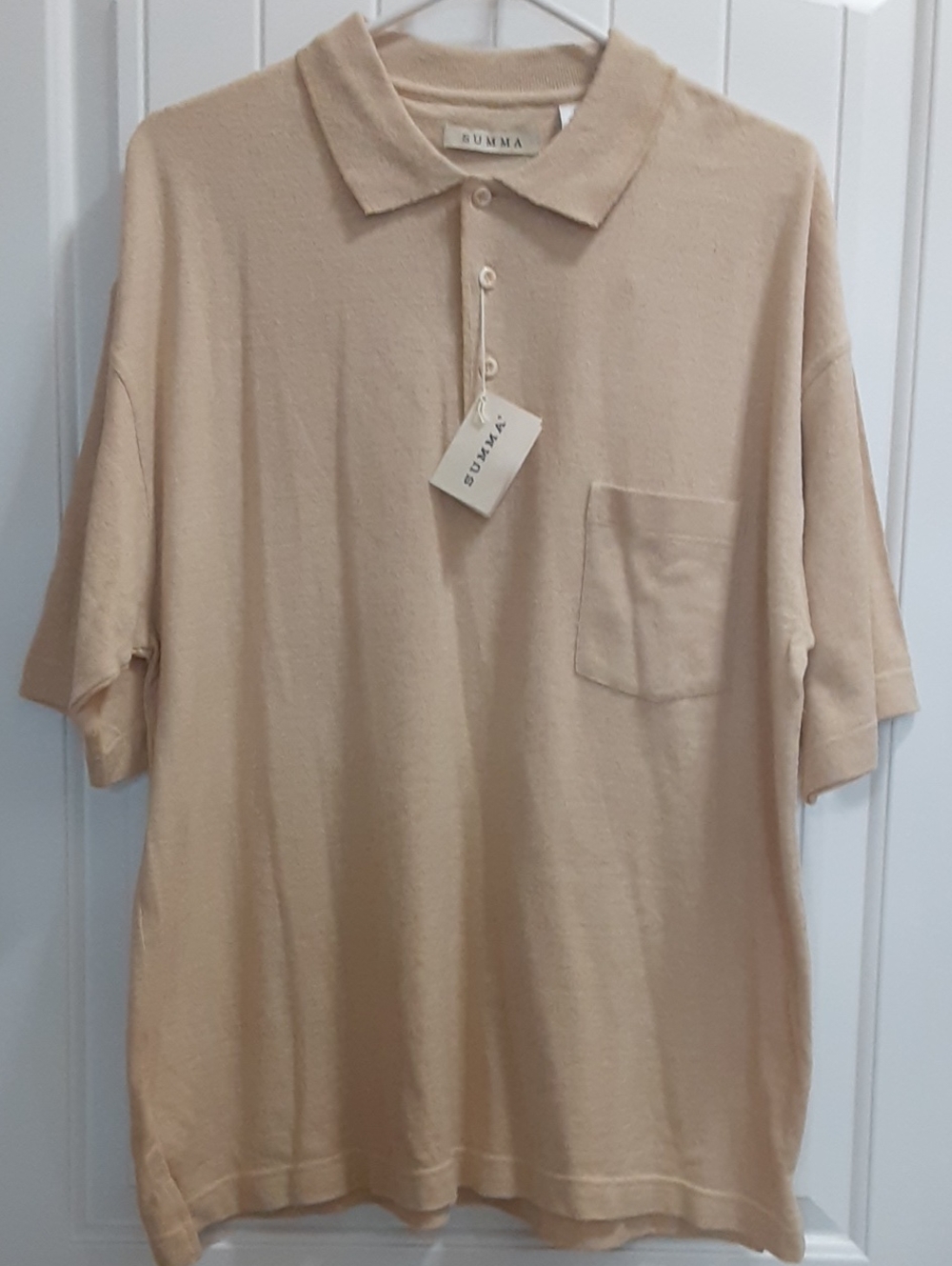 VTG SUMMA Silk Blend Ribbed Knit Polo Shirt NWT Vanilla Ivory Men's Size XL